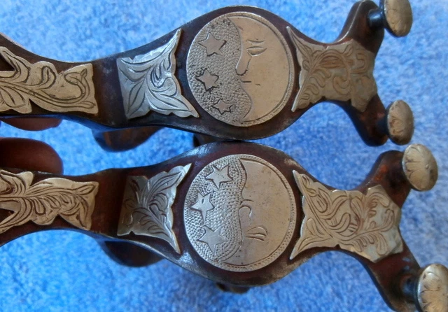 Antique Moon Stars Double Button Old Iron Horse Spurs Antique Moon Stars Double Button Old Iron Horse Spurs