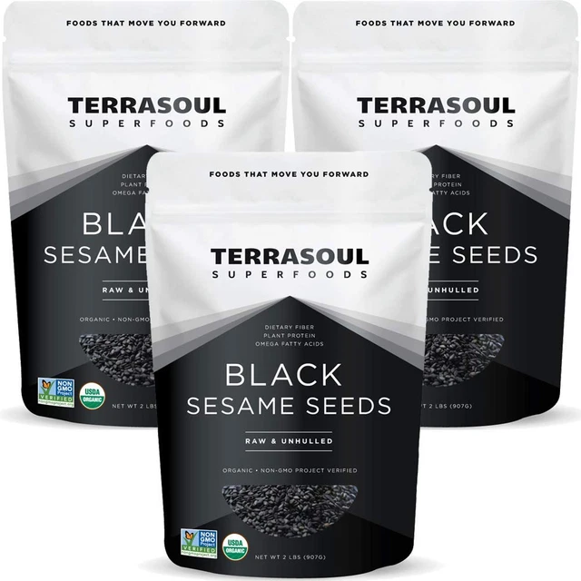 Terrasoul Superfoods Organic Black Sesame Seeds, 6 Lbs (3 Pack) - Raw | Unhulled