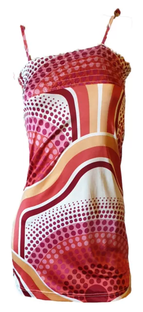 Vestito Donna Abito Corto Prendisole Spalline Allacciate Corpetto Arricciato  XS