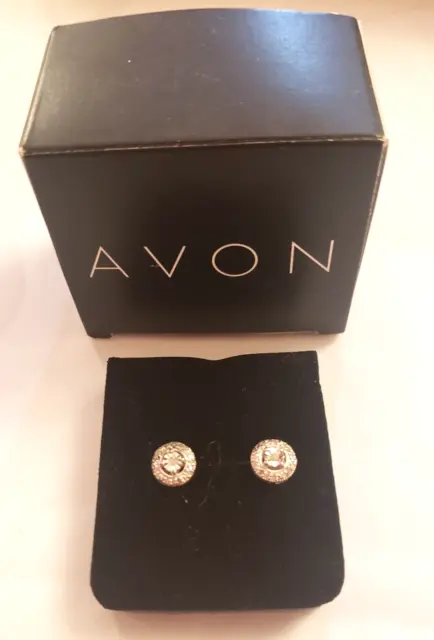 Avon Sterling Silver Diamond Cluster Earrings New Post/Stud New