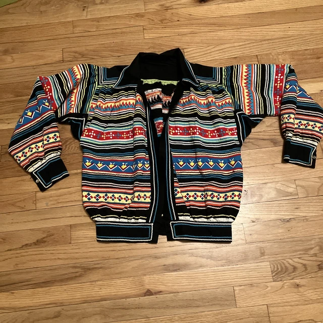 Vintage handmade Seminole Native American Patchwork Black Multicolor Jacket S/M