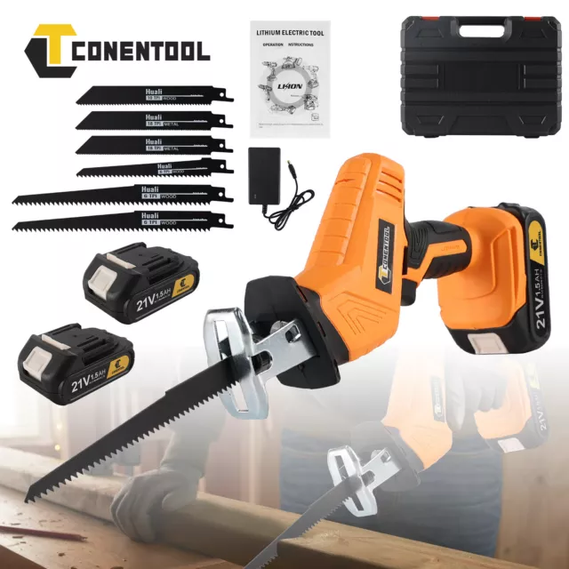 CONENTOOL Cordless Electric Reciprocating Saw Outside Saber Cutting with Battery