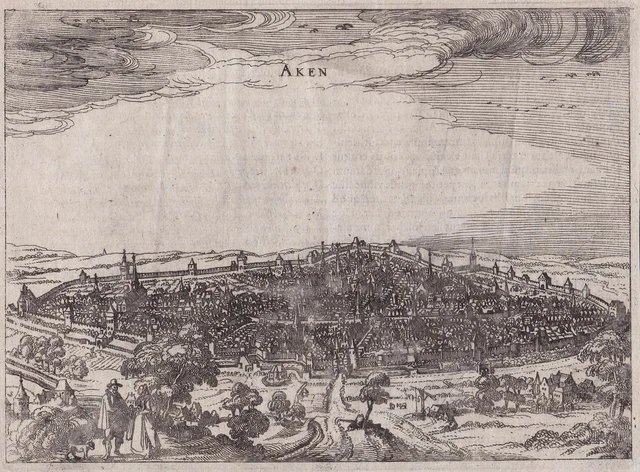 Aachen Renania Vista General Grabado Bertius