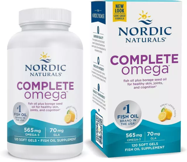 Nordic Naturals completo omega 3,6,9 1200 softgels (limone), salute della pelle e delle articolazioni