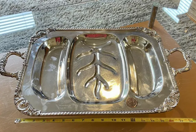 VTG Embossed 946/1200 Silver on Copper Meat Tray @17x14 Philmont PA 1953
