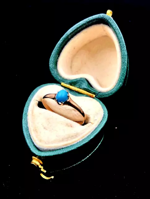 Antique Victorian Persian Turquoise Cabochon 10K Yellow Solid Gold Ring Engageme