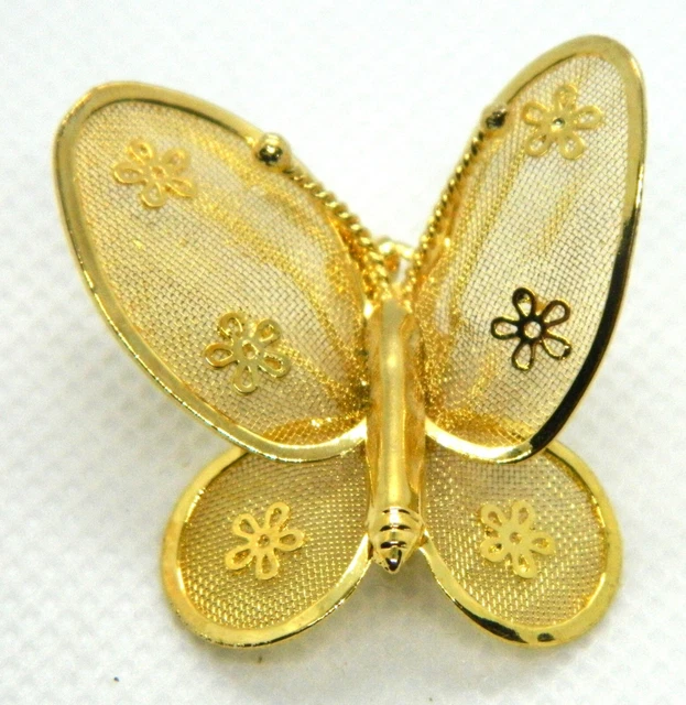 Broche Papillon Vintage En Métal Doré - Élégant Accessoire De Mode Occasion