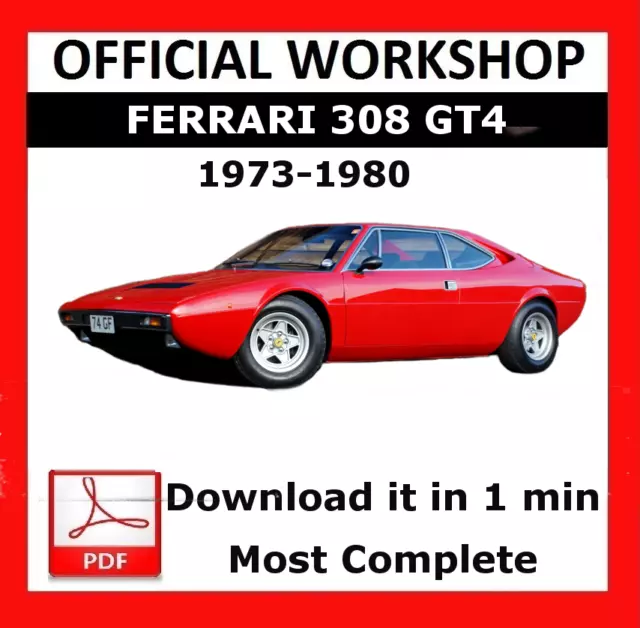 OFFICIAL WORKSHOP Manual Service Repair Ferrari 308 GT4 1973 - 1980