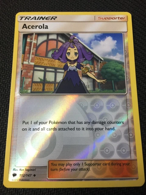 Pokemon: SM BURNING SHADOWS ACEROLA 112/147 UNGEWÖHNLICHE UMGEKEHRTE