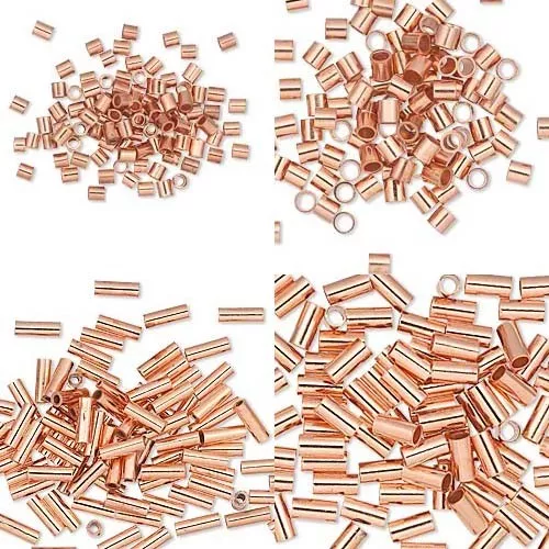 10 Pure Copper Crimp Tube Beads Findings for Ending Beading Cord & Wire Ends