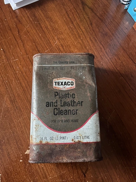 Neat Old Steel Can: Texaco Plastic & Leather Cleaner 16 Ounces - 1940s/50s era?