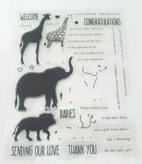 New Baby Clear Stamps/Pregnancy-Twins/Babies/Sentiments/-Shower/Giraffe-Words