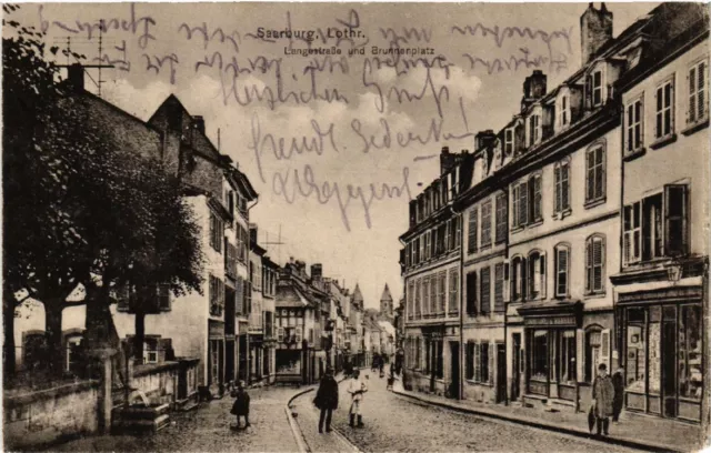 CPA AK SARREBOURG - SAARBURG i.L. - long road and fountain square (387679)