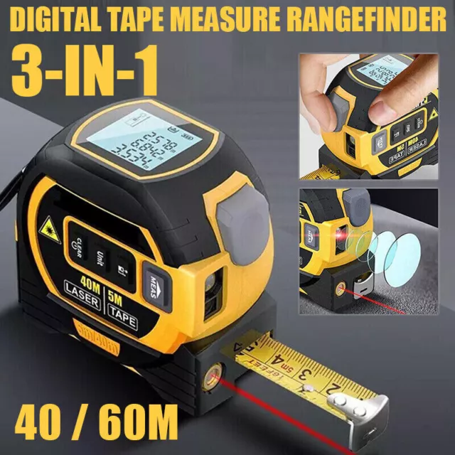 3 in 1 Digital Measure Tape Laser Distance Meter Measuring Tool Range Finder AU