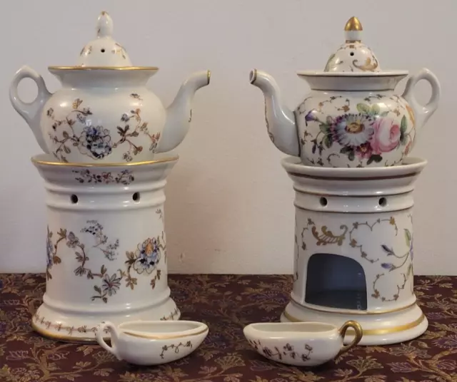 Paire théière tisanière en porcelaine vieux paris XIXème