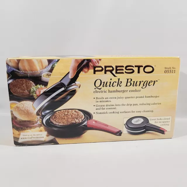 Presto quick burger electric hamburger cooker - factory sealed