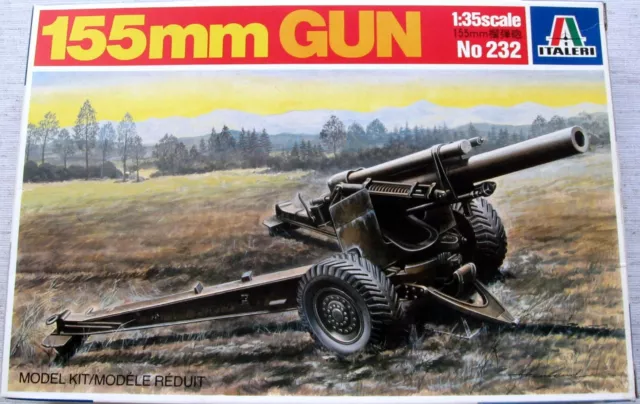 Italeri 232 155mm Gun 1:35 Neu Bauteile nicht versiegelt in Original Box