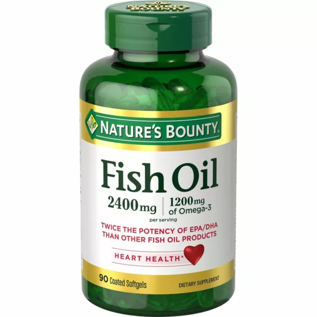 Nature's Bounty Fish Oil Softgels, Double Strength, 2400 Mg, 90 Ct