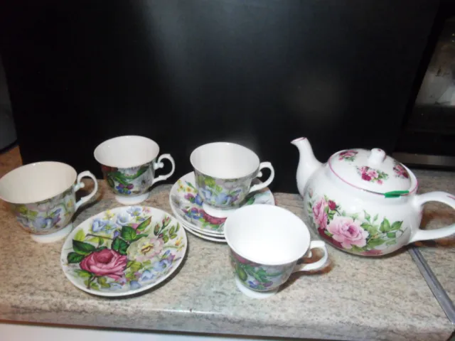 4 cup tasse café thé porcelaine Royal Heritage et Theiere St George Chatsford