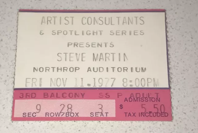 11/11/77 STEVE MARTIN Northrup Auditorum UMN Concert Music Ticket Stub TBC