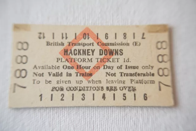 1956 Hackney Downs BTC British Rail Platform Railway Train Ticket