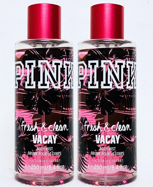 2 Victoria's Secret Pink FRESH CLEAN VACAY Mist Body Spray Perfume 8.4 oz