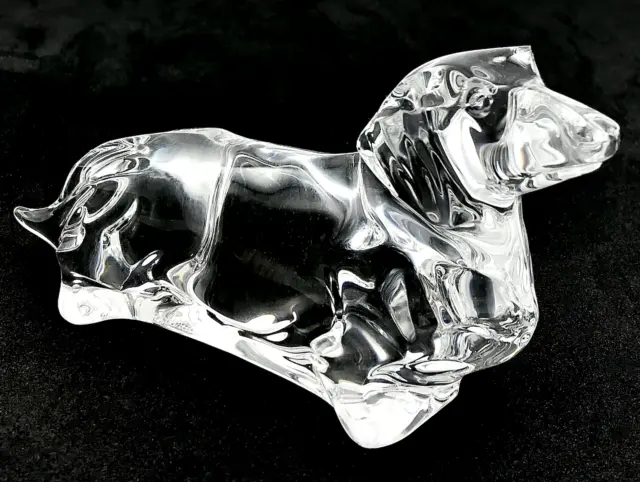 BACCARAT Crystal Art Glass Dachshund Dog Sculpture Figurine Signed FRANCE