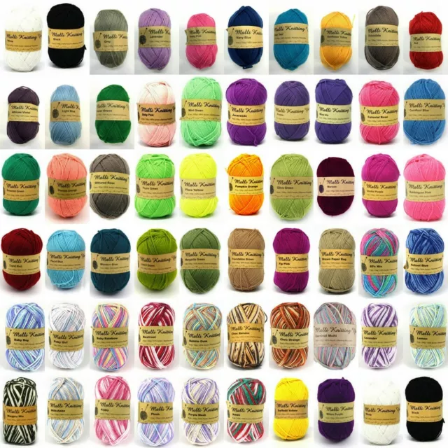 Knitting Yarn 5x100g Acrylic Knitting Wool Yarn Craft Solid Multi Colours