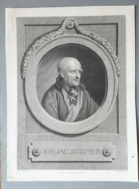 Johann Friedrich Bause nach Anton Graff Kupferstich des Johann Jacob Bodmer 1784