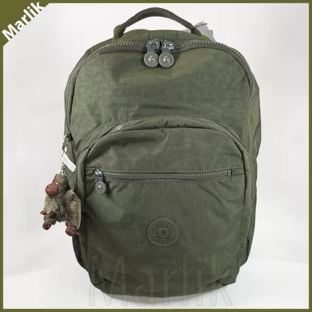 Kipling Seoul Large Backpack, Jaded Green Tonal KI1206, w Laptop Protection, NEW