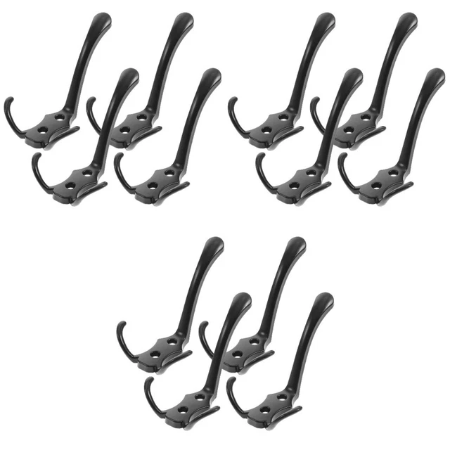 12 pcs Black Hooks Wall Mounted Hooks Hooks with Screws