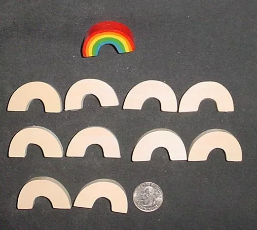 LOTE DE 10 ARCO IRIS MINIATURA de madera sin terminar nuevo
