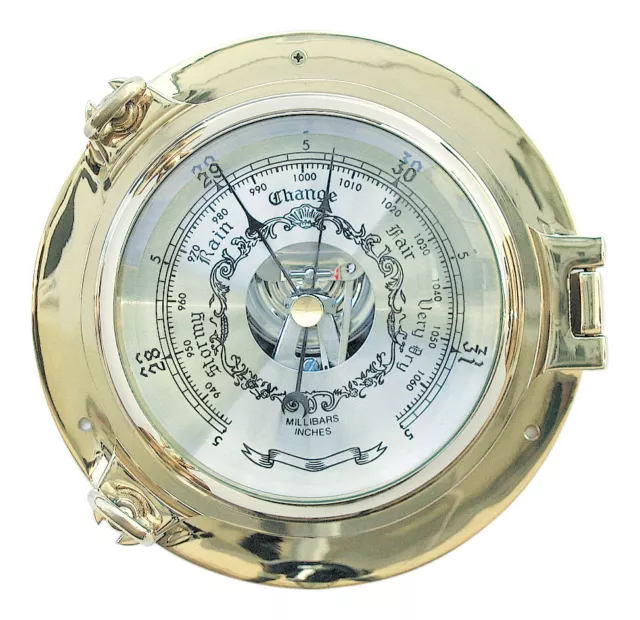 Barometer im Bullauge Nautik Messing Ø=18cm Sea4You maritime Dekoration