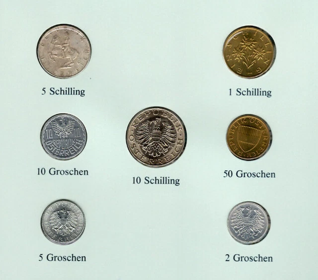 Coin Sets of All Nations Austria 1961-1994 UNC 5 Schilling 1961 Silver 1.9.89 3