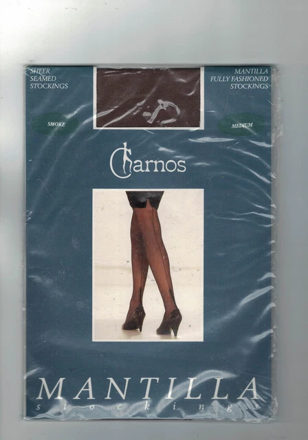 Vintage Charnos Mantilla Fully Fashioned Seamed Stockings Smoke Size Medium