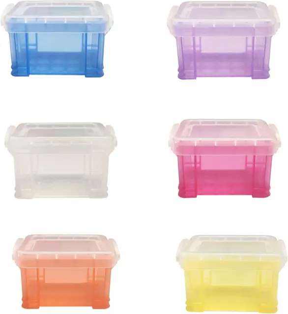 Hiceeden 12 Pack Small Plastic Storage Box with Lid, 5.3x3x2 Stackable  Clear Latch Storage Case Bins Organizer Container for Craft Items, Jewelry