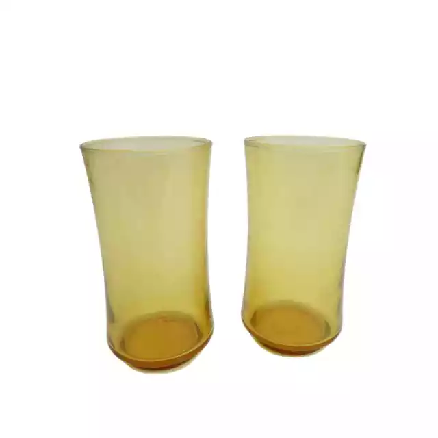 Vintage Amber Juice Glasses x2 Drinking Glass
