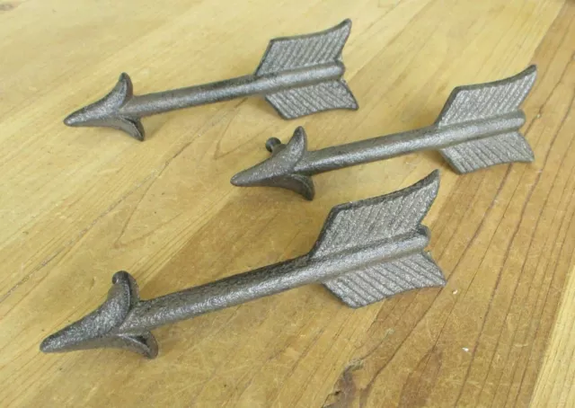 3 Cast Iron Arrow Pulls Handles Hardware Knobs Rustic Cabinet Door Handle Grasp