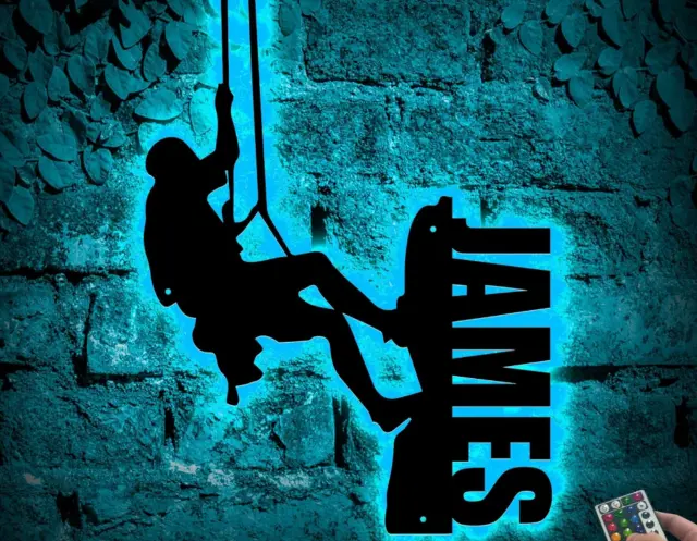 Custom Metal Climbing Sign with Led Lights, Climber Name Sign, Wall Hanging