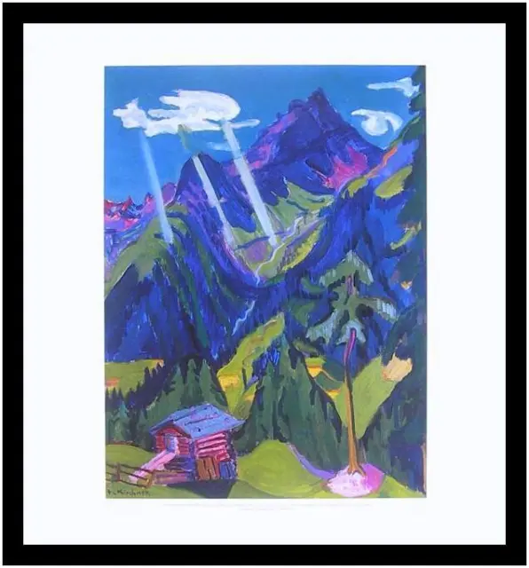 E. L. Kirchner Poster Kunstdruck Bild im Alu Rahmen Bündner Landschaft 48x46cm