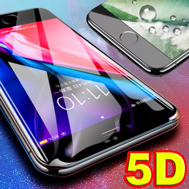5D Full Cover Tempered Glass Screen Protector for iPhone 6 6S 7 8 Plus X