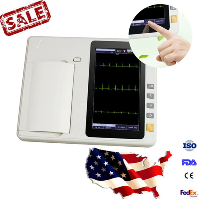 Carejoy LCD ECG Touch Digital 3-Channel  Machine Electrocardiograph 12-Lead