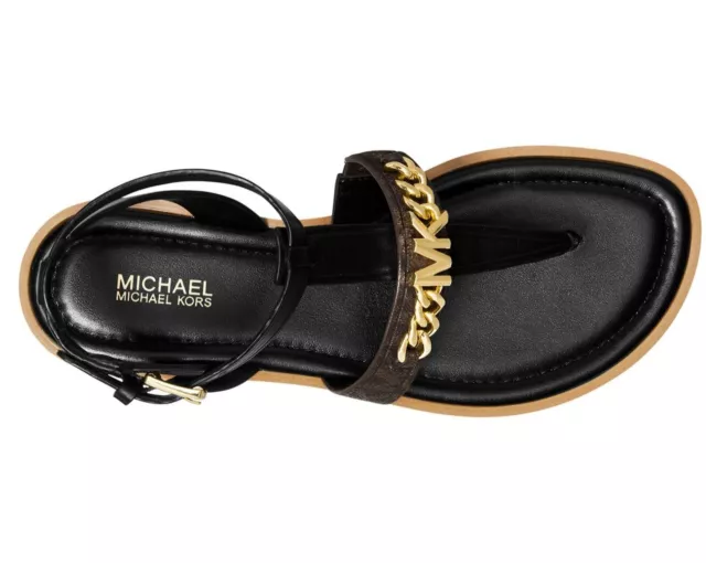 NEW Size 5.5 Michael Kors Farrow Logo Thong Sandals Black Brown NIB