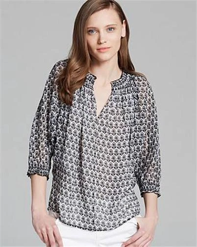 Haut En Soie Manches Tulipes Diane Von Furstenberg Nancy - Noir, Taille 2, Neuf Avec étiquettes