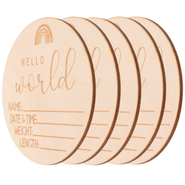 5 piezas Hello World signo recién nacido bebé anuncio de nacimiento signo recién nacido
