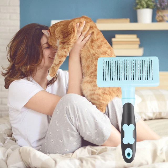 Self Cleaning Dog Cat Slicker Brush Grooming Tool Gently Removes Loose Undercoat