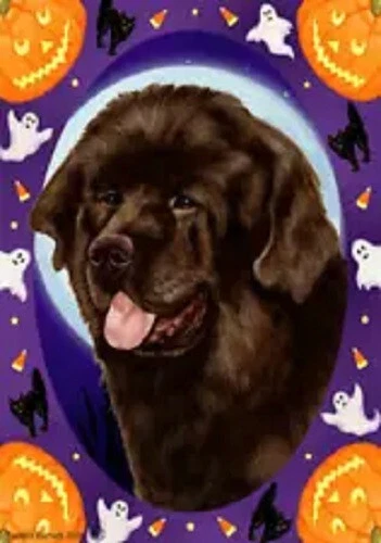 Halloween Garden Flag - Chocolate Newfoundland 129101
