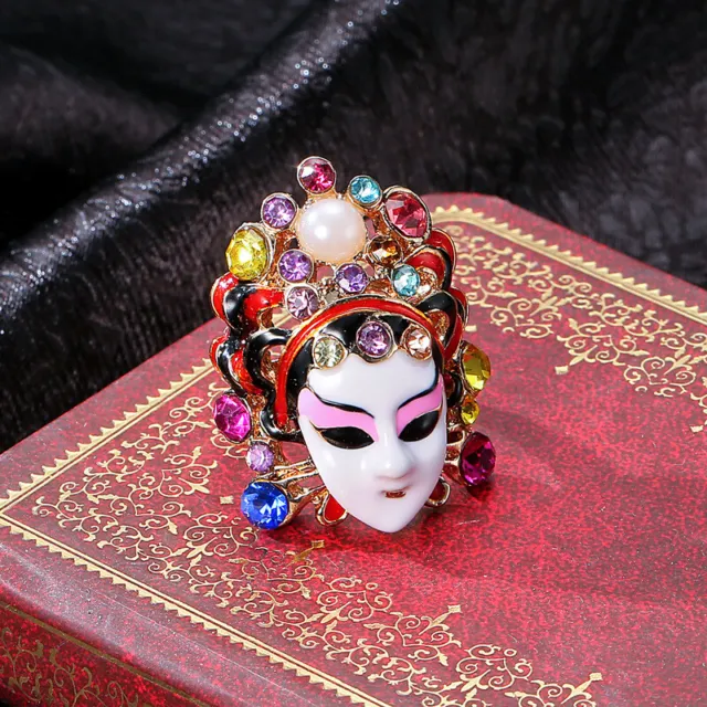 New Chinese Style Peking Opera Mask Ring Ethnic Style Ring Opera Mask Jewelry