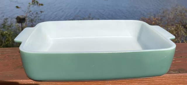 Vintage Pyrex Rectangular Casserole Refrigerator Dish Seafoam Green #307-B @19 2