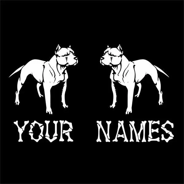 Pitbull Dogs ADD NAMES Setof2 Decals Stickers 8" TALL